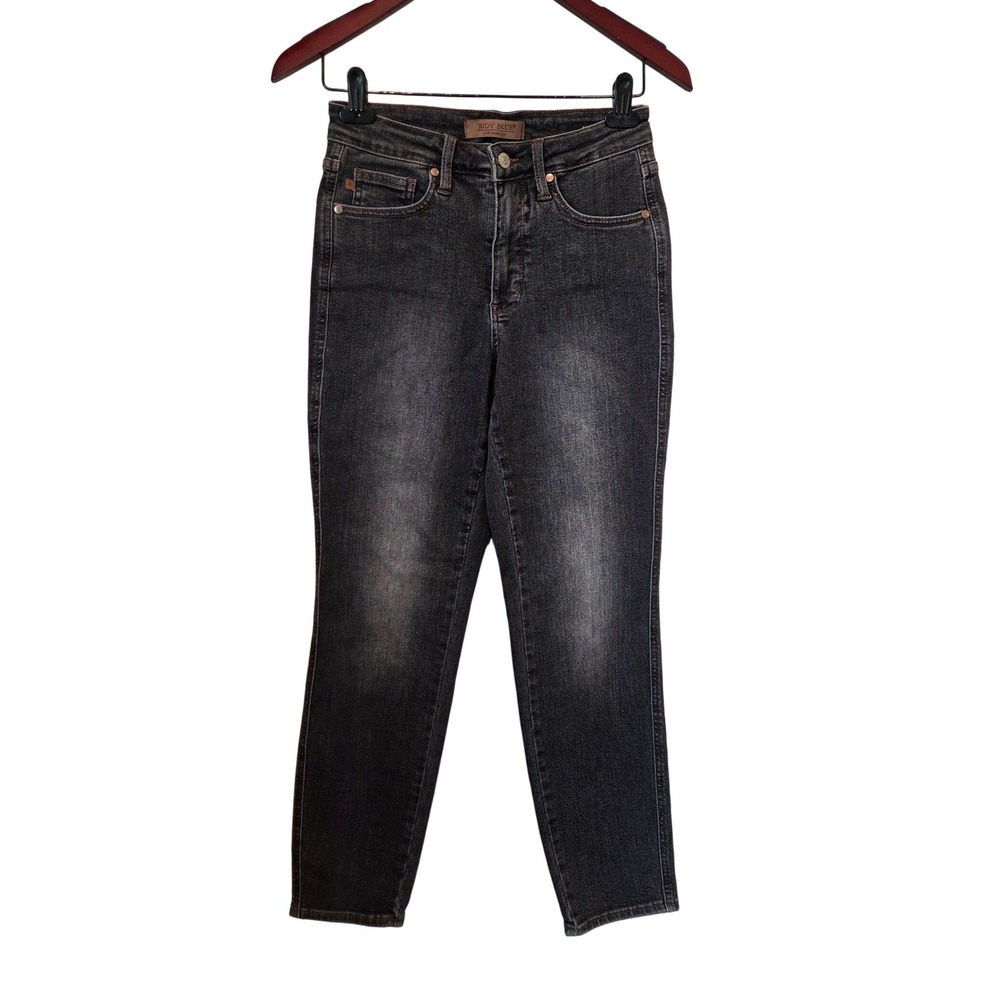Judy Blue Slim‎ Fit High Rise Jeans Faded Black Grunge Minimalist 26